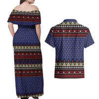 Santa And Jesus Christmas Christmas Couples Matching Off Shoulder Maxi Dress and Hawaiian Shirt Xmas Holiday Patterns - Wonder Print Shop