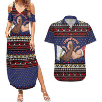 Santa And Jesus Christmas Christmas Couples Matching Summer Maxi Dress and Hawaiian Shirt Xmas Holiday Patterns - Wonder Print Shop