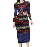 Santa And Jesus Christmas Christmas Family Matching Long Sleeve Bodycon Dress and Hawaiian Shirt Xmas Holiday Patterns - Wonder Print Shop