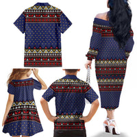 Santa And Jesus Christmas Christmas Family Matching Off The Shoulder Long Sleeve Dress and Hawaiian Shirt Xmas Holiday Patterns - Wonder Print Shop