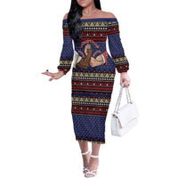 Santa And Jesus Christmas Christmas Family Matching Off The Shoulder Long Sleeve Dress and Hawaiian Shirt Xmas Holiday Patterns - Wonder Print Shop