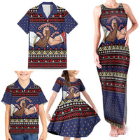 Santa And Jesus Christmas Christmas Family Matching Tank Maxi Dress and Hawaiian Shirt Xmas Holiday Patterns - Wonder Print Shop