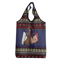 Santa And Jesus Christmas Christmas Grocery Bag Xmas Holiday Patterns - Wonder Print Shop
