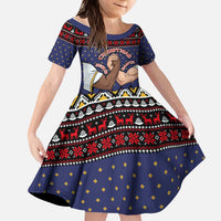 Santa And Jesus Christmas Christmas Kid Short Sleeve Dress Xmas Holiday Patterns - Wonder Print Shop