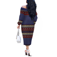 Santa And Jesus Christmas Christmas Off The Shoulder Long Sleeve Dress Xmas Holiday Patterns - Wonder Print Shop