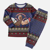 Santa And Jesus Christmas Christmas Pajama Set Xmas Holiday Patterns - Wonder Print Shop