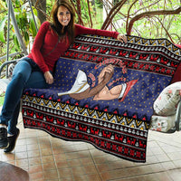 Santa And Jesus Christmas Christmas Quilt Xmas Holiday Patterns - Wonder Print Shop