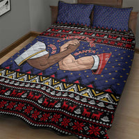 Santa And Jesus Christmas Christmas Quilt Bed Set Xmas Holiday Patterns - Wonder Print Shop