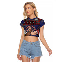 Santa And Jesus Christmas Christmas Raglan Cropped T Shirt Xmas Holiday Patterns - Wonder Print Shop