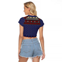 Santa And Jesus Christmas Christmas Raglan Cropped T Shirt Xmas Holiday Patterns - Wonder Print Shop