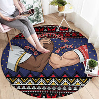 Santa And Jesus Christmas Christmas Round Carpet Xmas Holiday Patterns - Wonder Print Shop