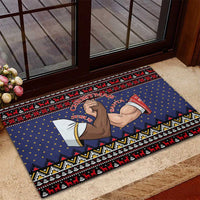 Santa And Jesus Christmas Christmas Rubber Doormat Xmas Holiday Patterns - undefined