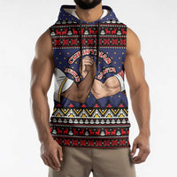 Santa And Jesus Christmas Christmas Sleeveless Hoodie Xmas Holiday Patterns - Wonder Print Shop