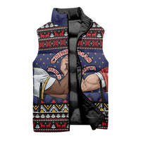 Santa And Jesus Christmas Christmas Sleeveless Puffer Jacket Xmas Holiday Patterns - Wonder Print Shop