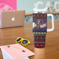 Santa And Jesus Christmas Christmas Tumbler With Handle Xmas Holiday Patterns - Wonder Print Shop