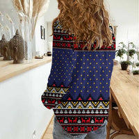 Santa And Jesus Christmas Christmas Women Casual Shirt Xmas Holiday Patterns - Wonder Print Shop