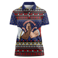 Santa And Jesus Christmas Christmas Women Polo Shirt Xmas Holiday Patterns - Wonder Print Shop