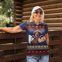 Santa And Jesus Christmas Christmas Women Polo Shirt Xmas Holiday Patterns - Wonder Print Shop