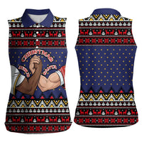 Santa And Jesus Christmas Christmas Women Sleeveless Polo Shirt Xmas Holiday Patterns - Wonder Print Shop