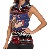 Santa And Jesus Christmas Christmas Women Sleeveless Polo Shirt Xmas Holiday Patterns - Wonder Print Shop