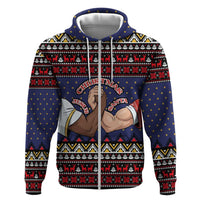 Santa And Jesus Christmas Christmas Zip Hoodie Xmas Holiday Patterns - Wonder Print Shop