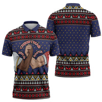Santa And Jesus Christmas Christmas Zipper Polo Shirt Xmas Holiday Patterns - Wonder Print Shop
