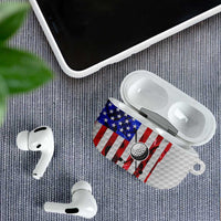 Golf Ball and Clubs AirPods Case with American Flag Smoke Effect and Hexagon Pattern - Wonder Print Shop