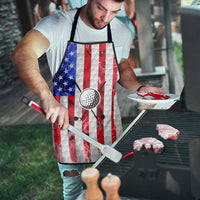 Golf Ball and Clubs Apron with American Flag Smoke Effect and Hexagon Pattern - Wonder Print Shop