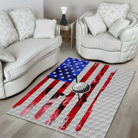 Golf Ball and Clubs Area Rug with American Flag Smoke Effect and Hexagon Pattern - Wonder Print Shop