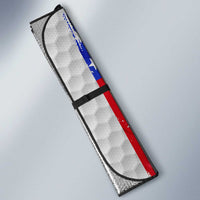 Golf Ball and Clubs Auto Sun Shade with American Flag Smoke Effect and Hexagon Pattern - Wonder Print Shop