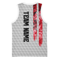 Custom Golf Ball and Clubs Basketball Jersey with American Flag Smoke Effect and Hexagon Pattern - Wonder Print Shop