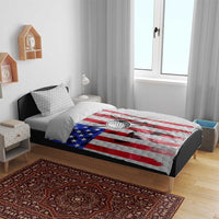 Golf Ball and Clubs Bedding Set with American Flag Smoke Effect and Hexagon Pattern - Wonder Print Shop