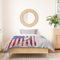 Golf Ball and Clubs Bedding Set with American Flag Smoke Effect and Hexagon Pattern - Wonder Print Shop