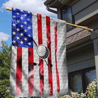 Golf Ball and Clubs Garden Flag with American Flag Smoke Effect and Hexagon Pattern - Wonder Print Shop