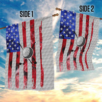 Golf Ball and Clubs Garden Flag with American Flag Smoke Effect and Hexagon Pattern - Wonder Print Shop
