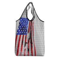 Golf Ball and Clubs Grocery Bag with American Flag Smoke Effect and Hexagon Pattern - Wonder Print Shop