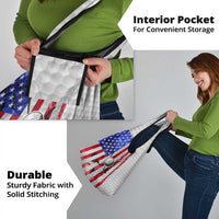 Golf Ball and Clubs Grocery Bag with American Flag Smoke Effect and Hexagon Pattern - Wonder Print Shop