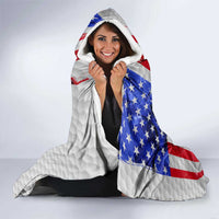 Golf Ball and Clubs Hooded Blanket with American Flag Smoke Effect and Hexagon Pattern - Wonder Print Shop