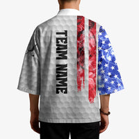 Custom Golf Ball and Clubs Kimono with American Flag Smoke Effect and Hexagon Pattern - Wonder Print Shop