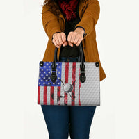 Golf Ball and Clubs Leather Bag with American Flag Smoke Effect and Hexagon Pattern - Wonder Print Shop