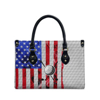 Golf Ball and Clubs Leather Bag with American Flag Smoke Effect and Hexagon Pattern - Wonder Print Shop