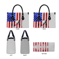 Golf Ball and Clubs Leather Bag with American Flag Smoke Effect and Hexagon Pattern - Wonder Print Shop