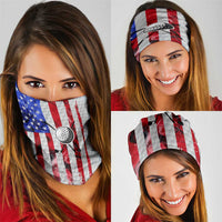 Golf Ball and Clubs Neck Gaiter with American Flag Smoke Effect and Hexagon Pattern - Wonder Print Shop