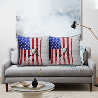 Golf Ball and Clubs Pillow Cover with American Flag Smoke Effect and Hexagon Pattern - Wonder Print Shop