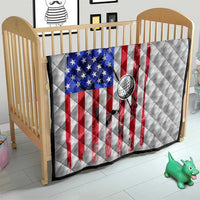 Golf Ball and Clubs Quilt with American Flag Smoke Effect and Hexagon Pattern - Wonder Print Shop