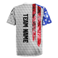 Custom Golf Ball and Clubs Rugby Jersey with American Flag Smoke Effect and Hexagon Pattern - Wonder Print Shop