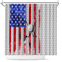 Golf Ball and Clubs Shower Curtain with American Flag Smoke Effect and Hexagon Pattern - Wonder Print Shop