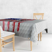 Golf Ball and Clubs Tablecloth with American Flag Smoke Effect and Hexagon Pattern - Wonder Print Shop
