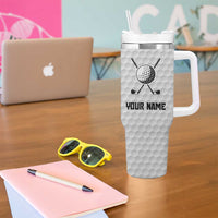 Custom Golf Ball and Clubs Tumbler With Handle with American Flag Smoke Effect and Hexagon Pattern - Wonder Print Shop