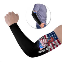 Custom Bowling Rooster Arm Sleeves with Striking Pins and American Flag Feather Pattern - Wonder Print Shop